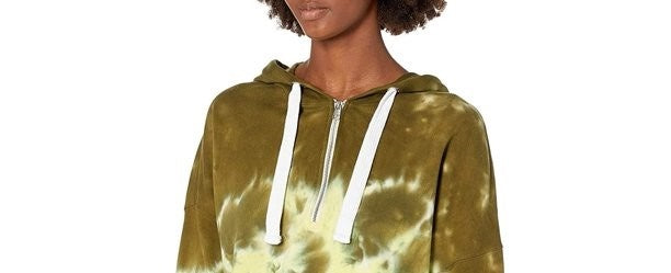 Calvin Klein Women's Jeans High Tide Tie Dyed Cropped Hoodie Green Size Small