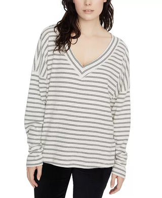 Sanctuary Women's Eryka Ribbed Striped Long-Sleeved T-Shirt Black Size X-Large