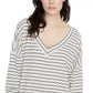 Sanctuary Women's Eryka Ribbed Striped Long-Sleeved T-Shirt Black Size X-Large