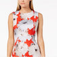 Calvin Klein Women's Floral Scuba Sheath Dress Red Size 6 Petite