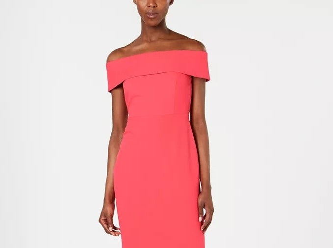 Calvin Klein Women's Petite Off-The-Shoulder Sheath Dress Red Size 12P
