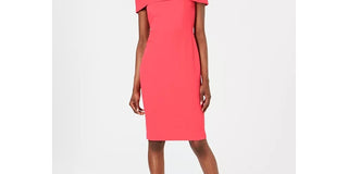 Calvin Klein Women's Petite Off-The-Shoulder Sheath Dress Red Size 12P