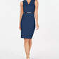 Calvin Klein Women's V Neck Belted Dress Blue Size 12 Petite