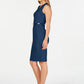 Calvin Klein Women's V Neck Belted Dress Blue Size 12 Petite