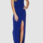 Emerald Sundae Junior's High Slit Gown Blue Size Small