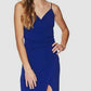 Emerald Sundae Junior's High Slit Gown Blue Size Small