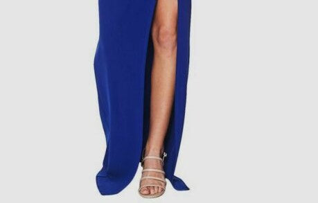 Emerald Sundae Junior's High Slit Gown Blue Size Small