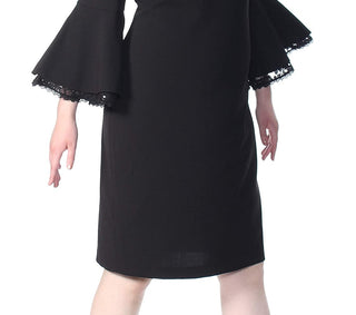 Calvin Klein Women's Lace Bell Sleeve Dress Black Size Petite Small