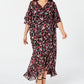 Calvin Klein Women's Plus Size Faux Wrap Maxi Dress Gray Size Petite Small