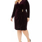 Calvin Klein Women's Plus Size Velvet Wrap Sheath Dress Purple Size 20W