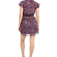 Q & A Women's Smocked Floral Print Dress Purple Size Medium