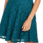 Speechless Women's Green Lace Zippered Sleeveless Jewel Neck Short Fit + Flare Dress Green Size Small