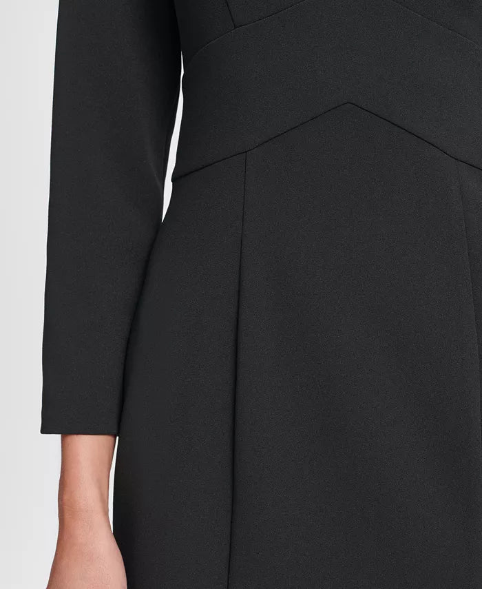 DKNY Women's Long Sleeve Empire Waist Sheath Dress Black Size 8