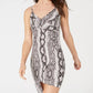 Crave Fame Juniors' Printed Asymmetrical Bodycon Dress Dark Beige Size Large