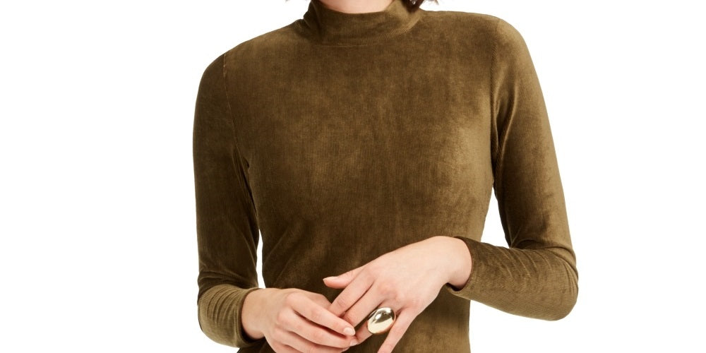 Almost Famous Junior's Corduroy Snap Bodycon Dress Green Size Large