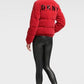 DKNY Women's Sport Velour Puffer Jacket Red Size Medium