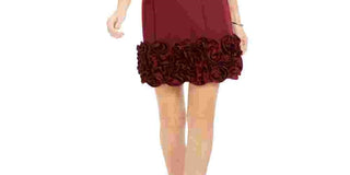 Donna Ricco Women's Ruffle Hem Sheath Dress Red Size 12