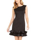 Donna Ricco Women's Ruffle-Hem Sheath Dress Black Size 12
