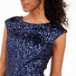 Emerald Sundae Junior's Sequined Fit & Flare Dress Blue Size Medium