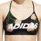 Adidas Women's Floral-Print Racerback Low-Impact Sports Bra Black Size Medium