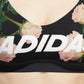 Adidas Women's Floral-Print Racerback Low-Impact Sports Bra Black Size Medium