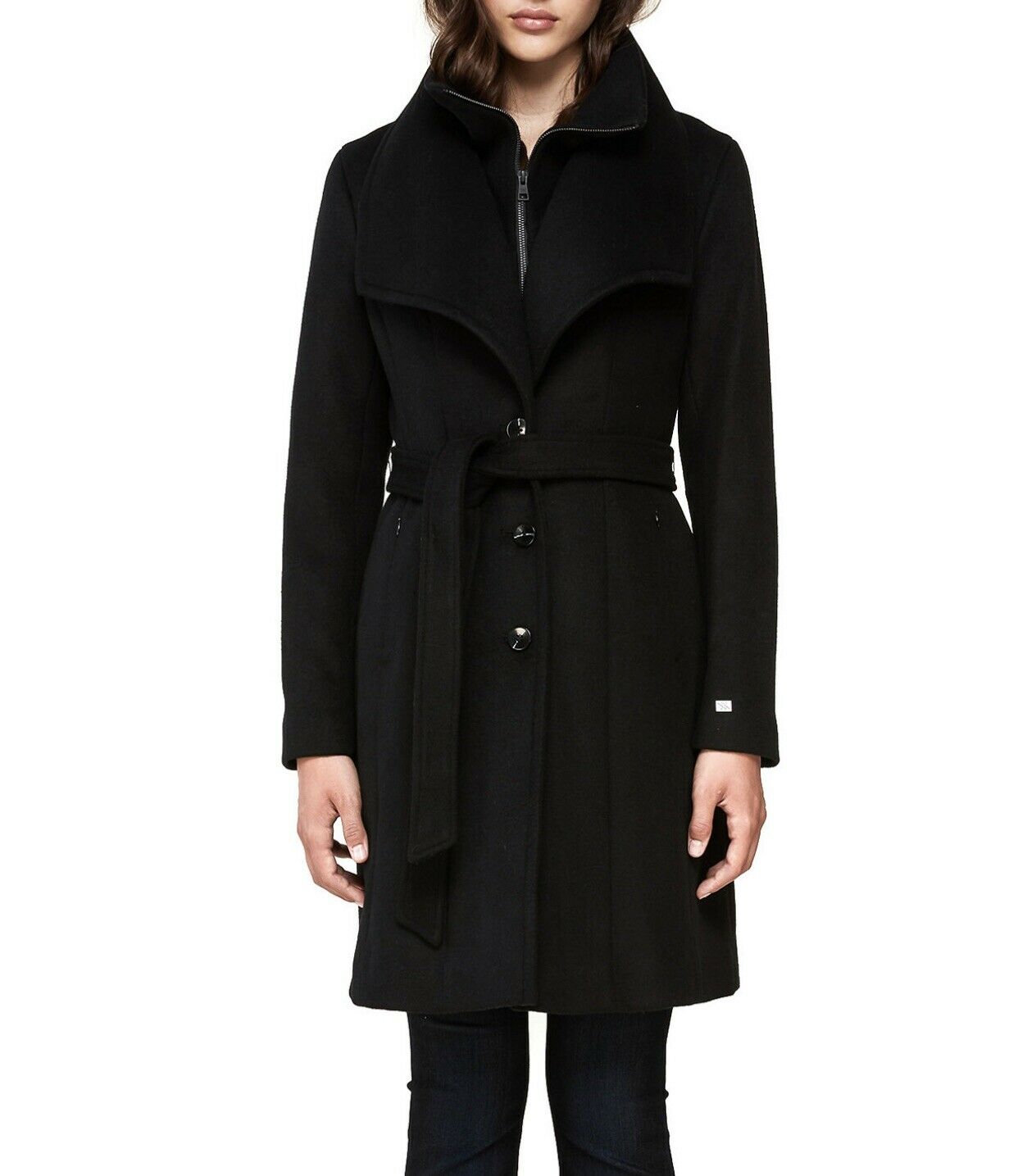 Soia & Kyo Women's Belted Single Breasted Coat Black Size Small