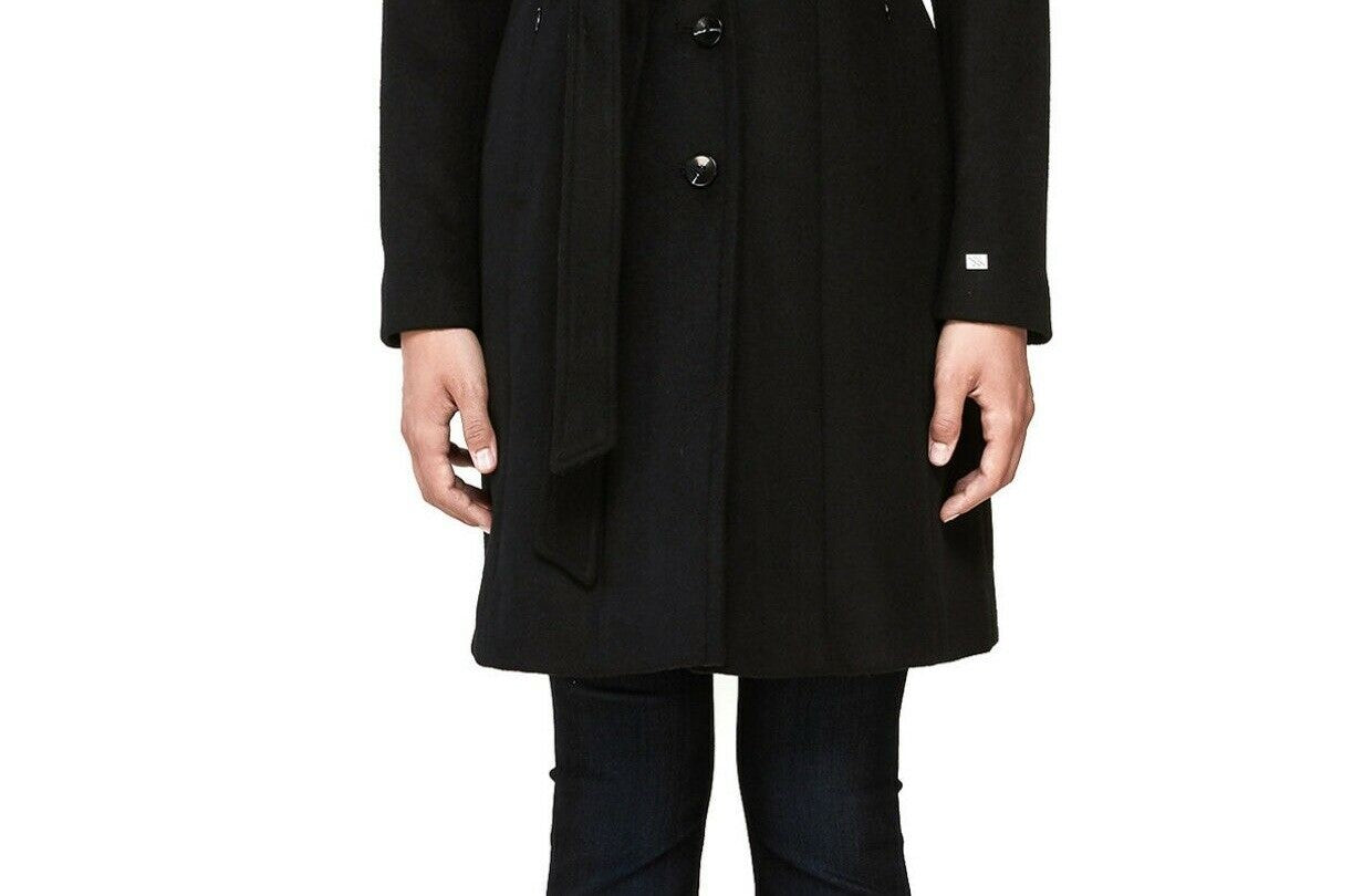 Soia & Kyo Women's Belted Single Breasted Coat Black Size Small