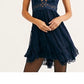 Free People Women's Adella Burnout Velvet Slip Navy Size Small