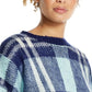 Weatherproof Vintage Women's Plaid Bell-Sleeve Sweater Blue Size X-Small