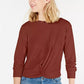Gypsies & Moondust Juniors' Twist-Front Waffle-Knit Top Brown Size Large