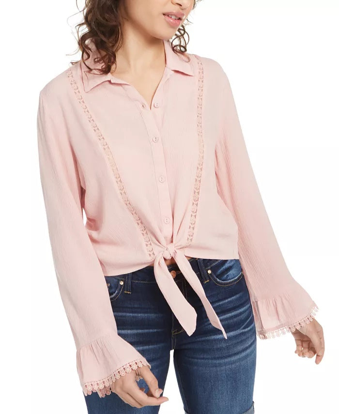 Gypsies & Moondust Juniors' Crocheted Blouse Pink Size Medium