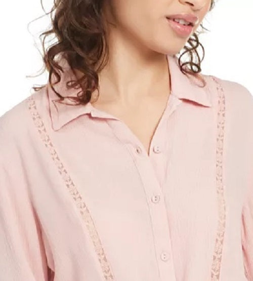 Gypsies & Moondust Juniors' Crocheted Blouse Pink Size Medium