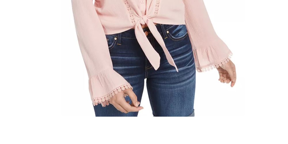 Gypsies & Moondust Juniors' Crocheted Blouse Pink Size Medium