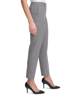 Tommy Hilfiger Women's Gingham Slim-Straight Ankle Dress Pants Gray Size 16