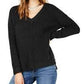 Hippie Rose Junior's V Neck Chenille Sweater Grey Size X-Large