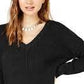 Hippie Rose Junior's V Neck Chenille Sweater Grey Size X-Large