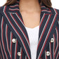 Tommy Hilfiger Women's Striped Double Breasted Blazer Red Size 6