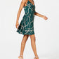 Teeze Me Women's Ruffled Printed Spaghetti Strap V Neck Short Faux Wrap Dress Green Size 1