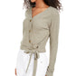 Hippie Rose Juniors' Plush Surplice Ribbed Top Green Size X-Large