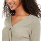 Hippie Rose Juniors' Plush Surplice Ribbed Top Green Size X-Large