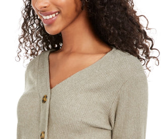 Hippie Rose Juniors' Plush Surplice Ribbed Top Green Size X-Large