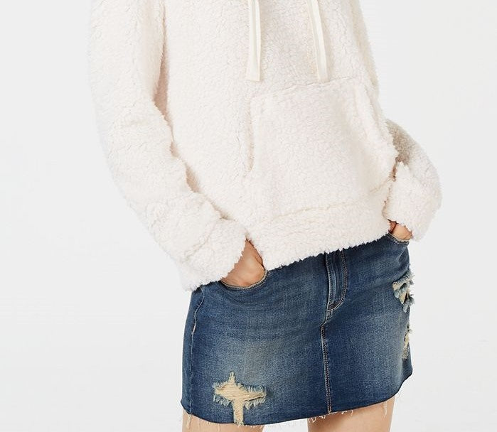 Hippie Rose Juniors' Sherpa Hoodie Natural Size X-Small