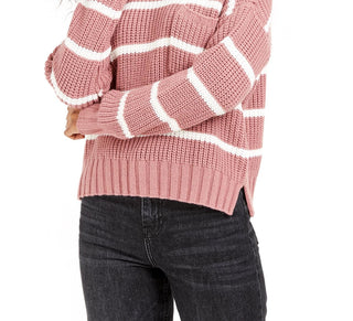 Hippie Rose Juniors' Striped Sweater Dark Red Size X-Large