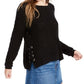 Hippie Rose Juniors' Lace-Up Sweater Black Size Small