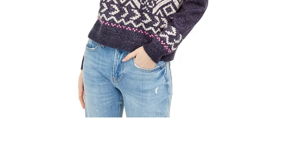 Hippie Rose Junior's Fair Isle Sweater Purple Size Medium