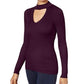Hippie Rose Juniors' Mock-Neck Cutout Sweater Purple Size Medium