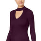 Hippie Rose Juniors' Mock-Neck Cutout Sweater Purple Size Medium