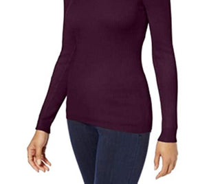 Hippie Rose Juniors' Mock-Neck Cutout Sweater Purple Size Medium