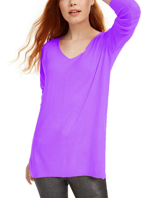 Hippie Rose Junior's V Neck Tunic Sweater Purple Size X-Large