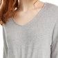 Hippie Rose Junior's Tie Hem V Neck Top Grey Size Large